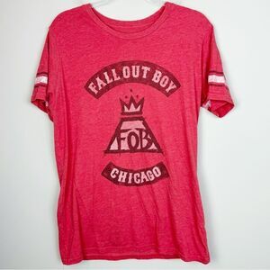 MANHEAD | FALLOUT BOY FOB Red Short Sleeve Band Graphic Tee Unisex Size Large